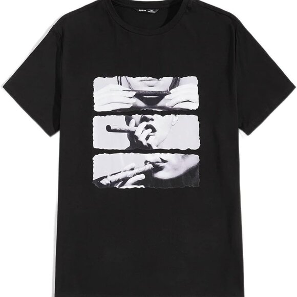 Men's Size Small Black Short Sleeve T-Shirt Graphic Blunt Smoke Cannabis Weed - Picture 1 of 2